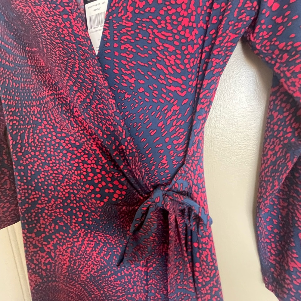 BCBGMaxAzria Red and Blue Patterned Wrap Dress - Picture 4 of 5